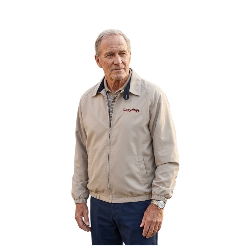 Harriton windbreaker jacket embroidered Lazydays RV logo
